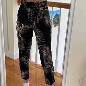 H&M Paperbag Pants in Palm Leaf Print